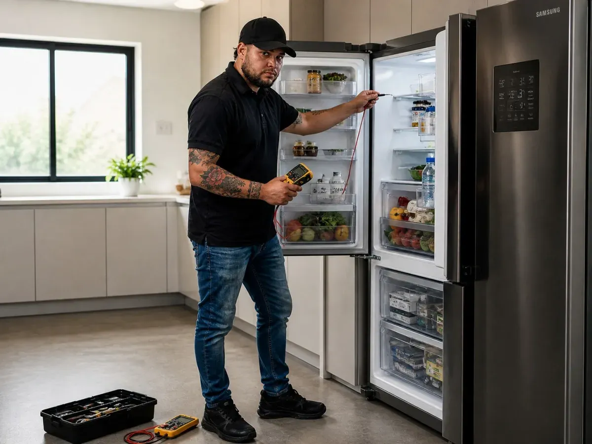 Técnico de electrodomésticos atendiendo un apartamento en El Poblado