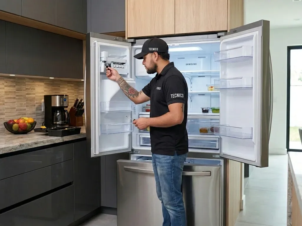 Técnico de electrodomésticos atendiendo un domicilio en Sabaneta